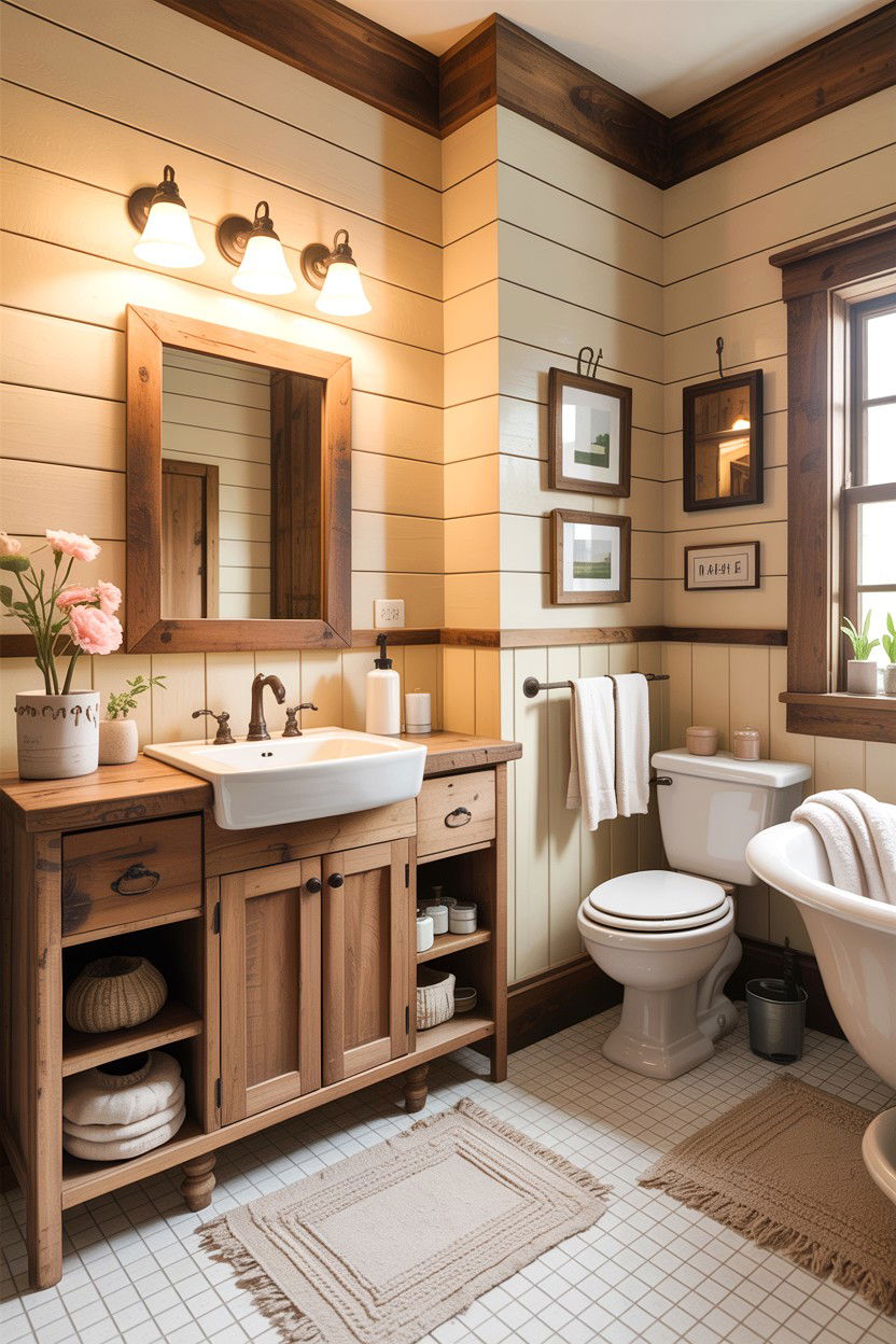 Beige Farmhouse Bathroom - 30 warm beige bathroom ideas