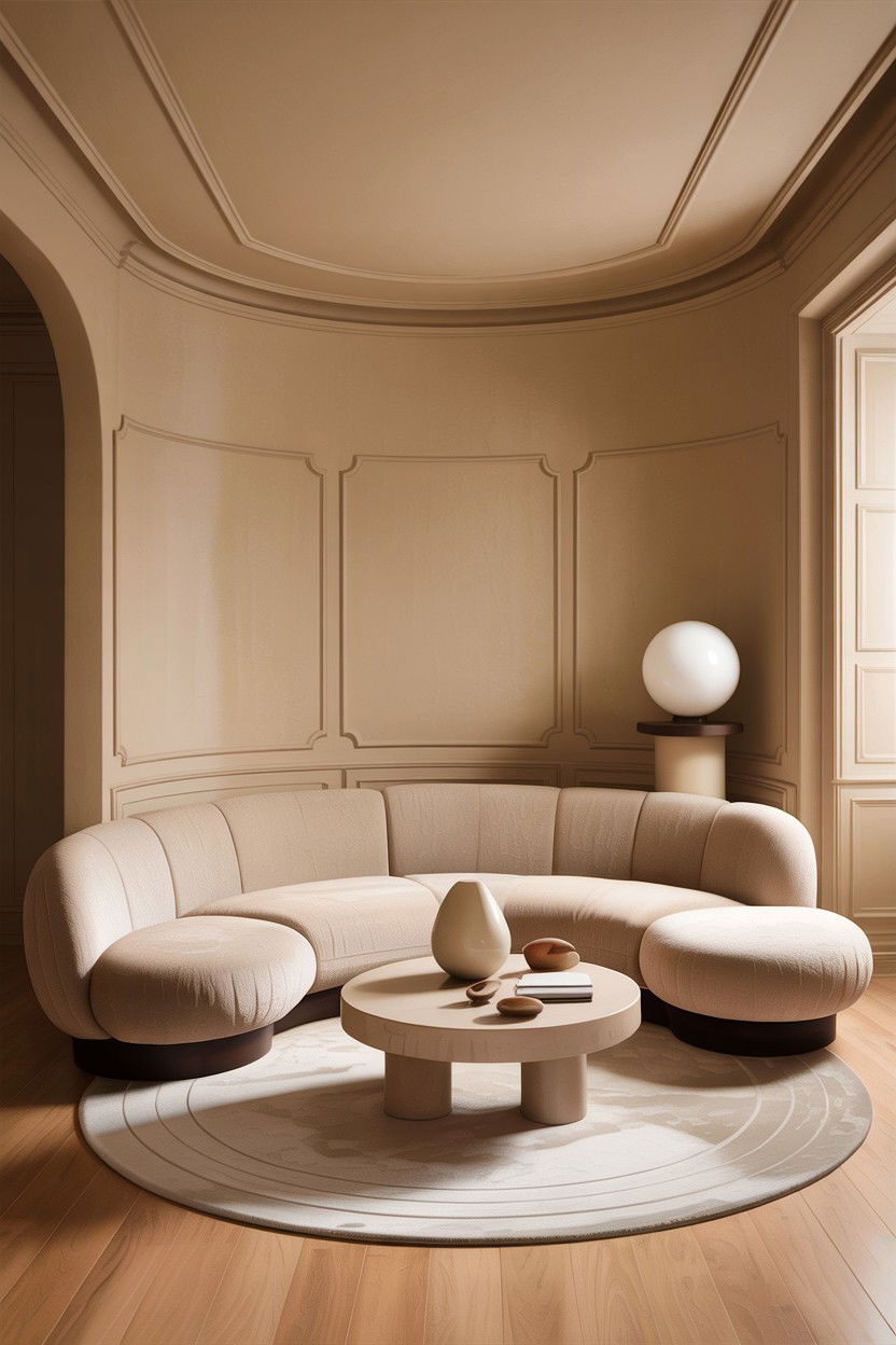 Beige Living Room With Curved Furniture - 30 all beige living room ideas