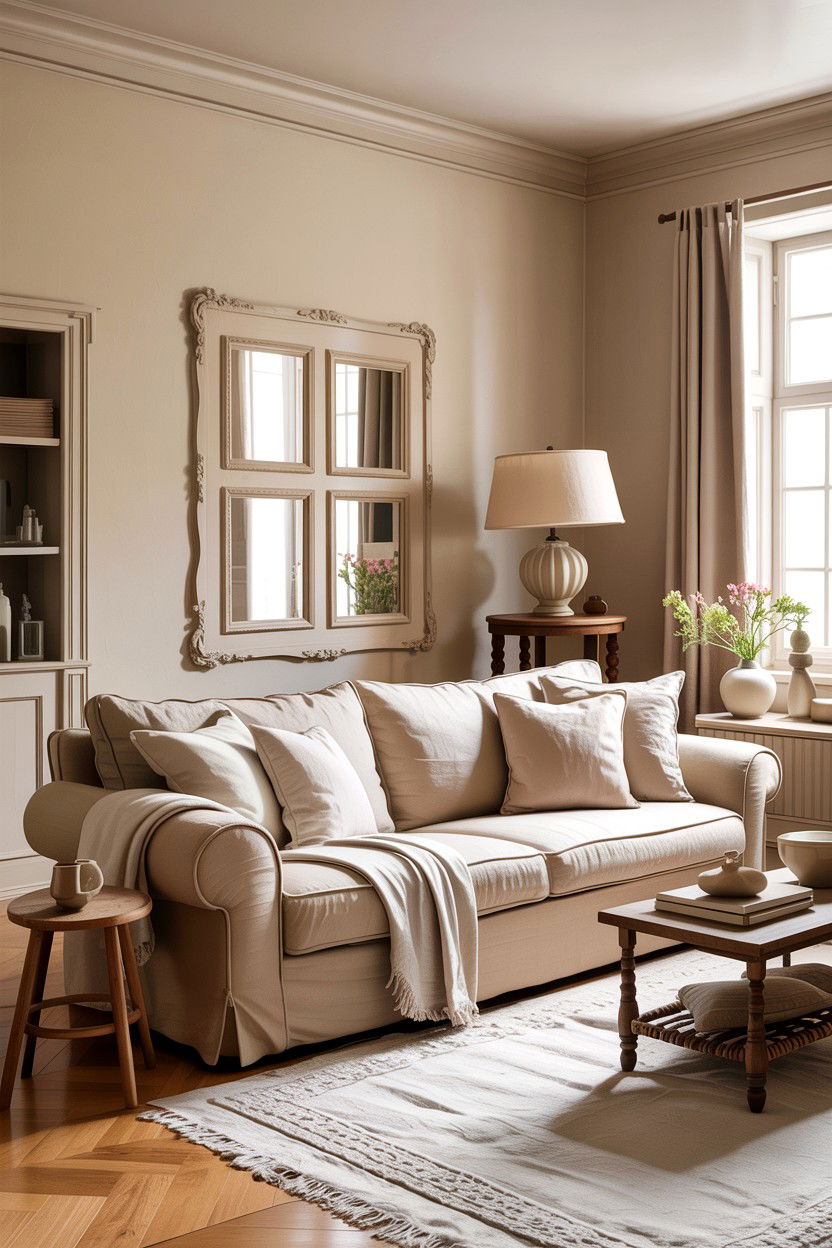 Beige Living Room With Linen Sofa - 30 all beige living room ideas