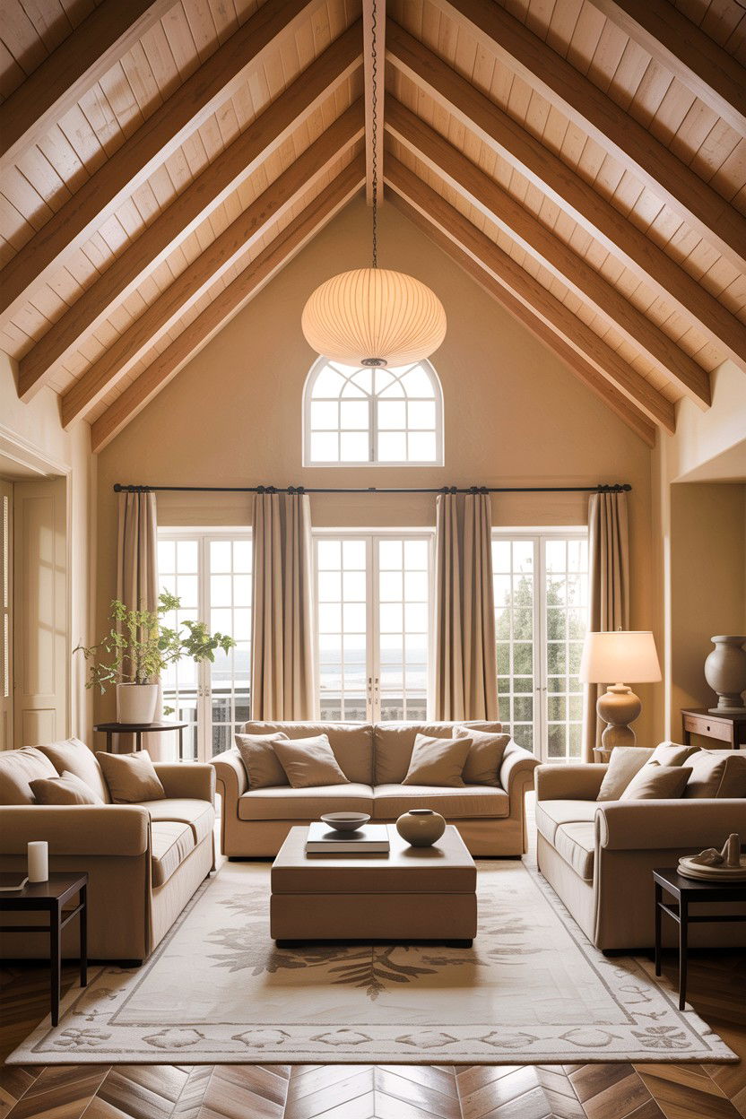 Beige Living Room With Vaulted Ceilings - 30 all beige living room ideas