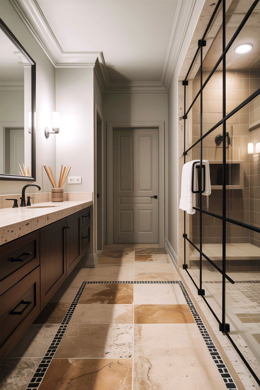 Beige Stone Tile Black Grout - 30 contrasting grout bathroom ideas