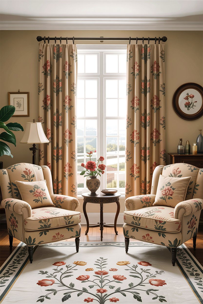 Beige Traditional Living Room With Floral Patterns - 30 traditional beige living room ideas