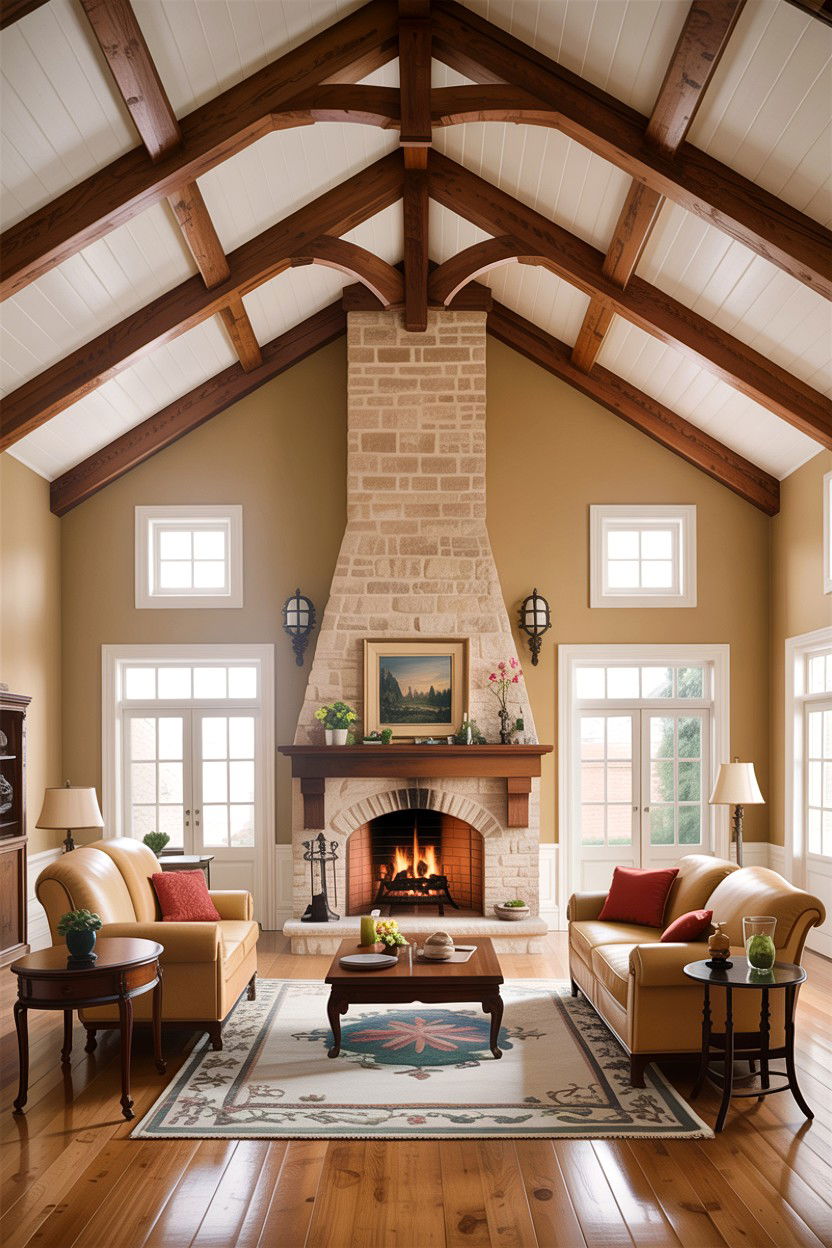 Beige Traditional Living Room With Vaulted Ceilings - 30 traditional beige living room ideas