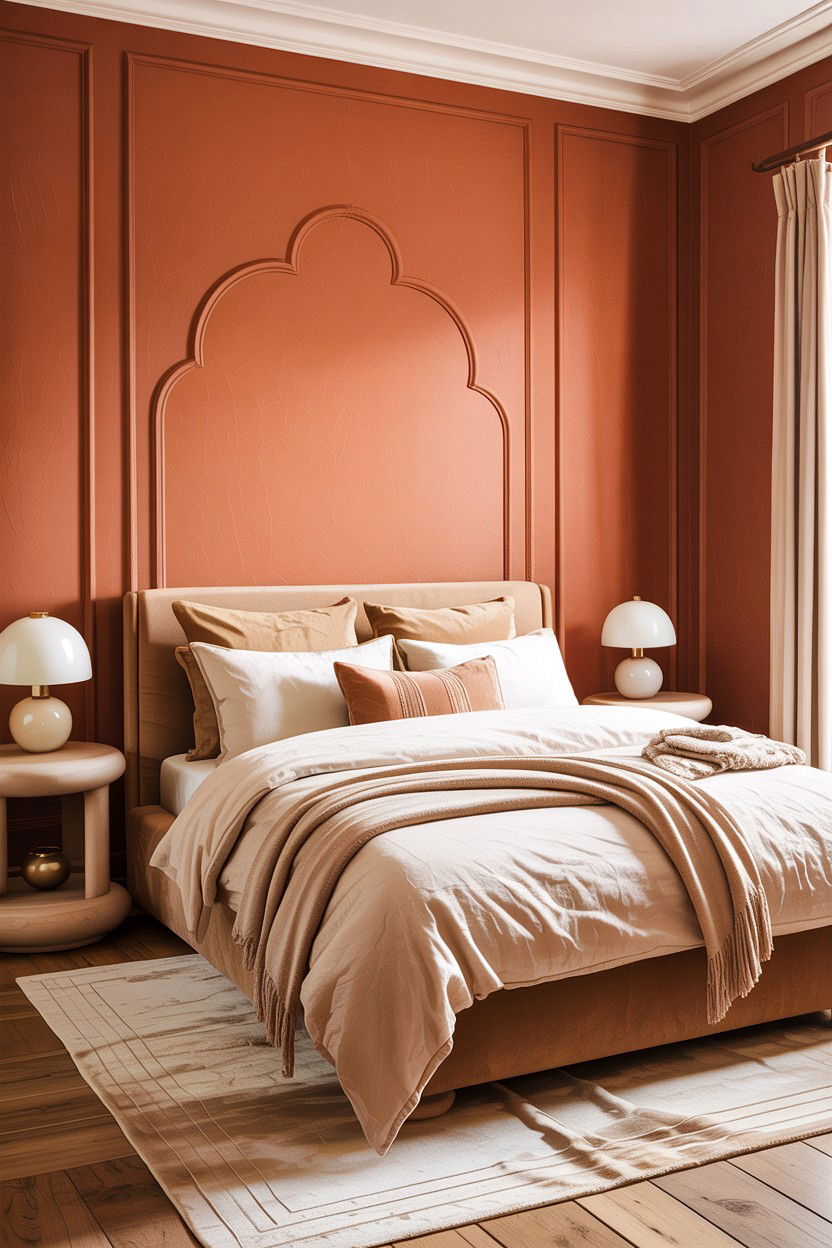 Beige and Terracotta Bedroom - 30 bedroom terracotta walls