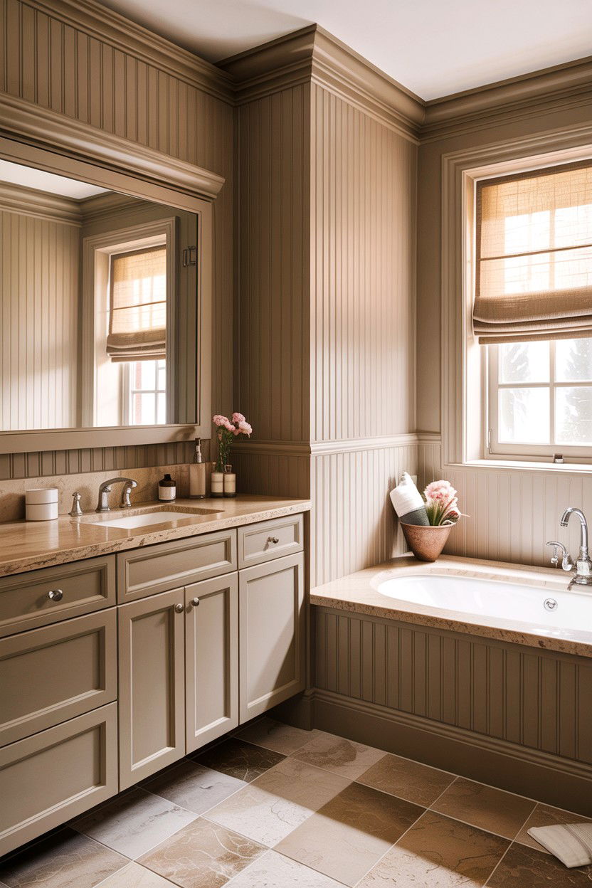Beige bathroom beadboard - 30 bathroom beadboard ideas