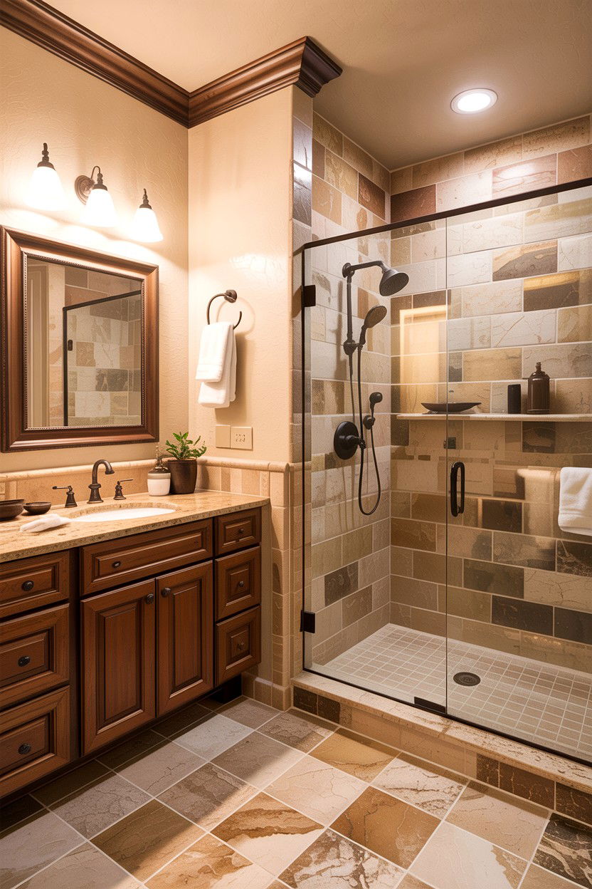 Beige granite tile - 30 granite bathroom ideas