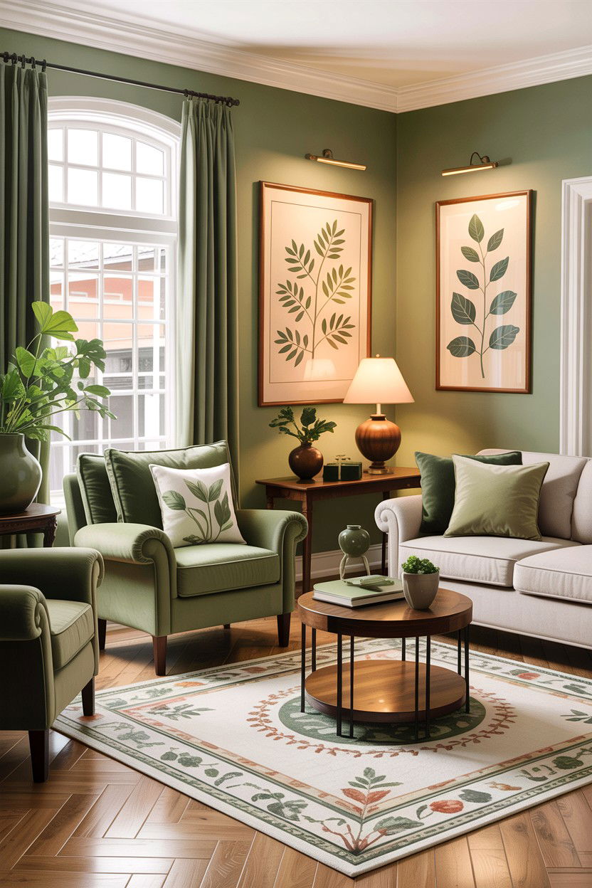 Beige living room with sage green - 30 warm beige living room ideas