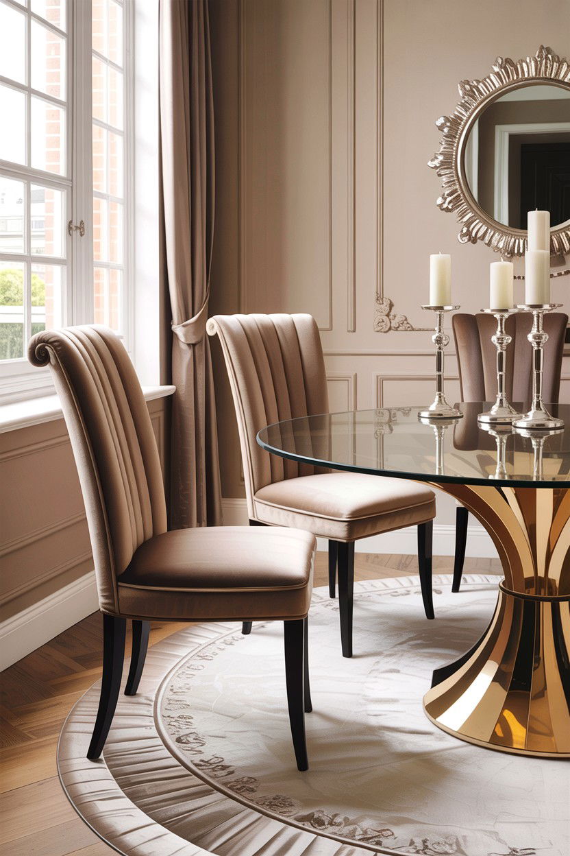 Beige velvet dining chairs - 30 warm beige dining room ideas