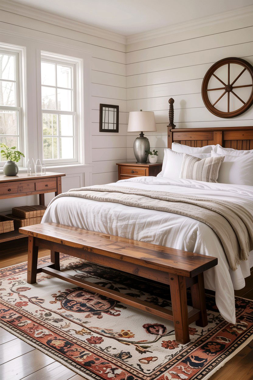 Bench At Bed - 30 fixer upper bedroom ideas