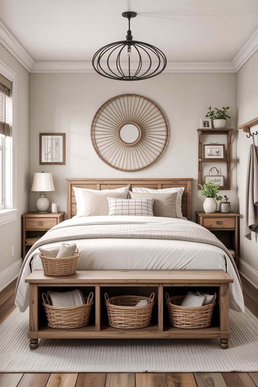 Bench At The Foot Of The Bed - 30 small bedroom space storage ideas