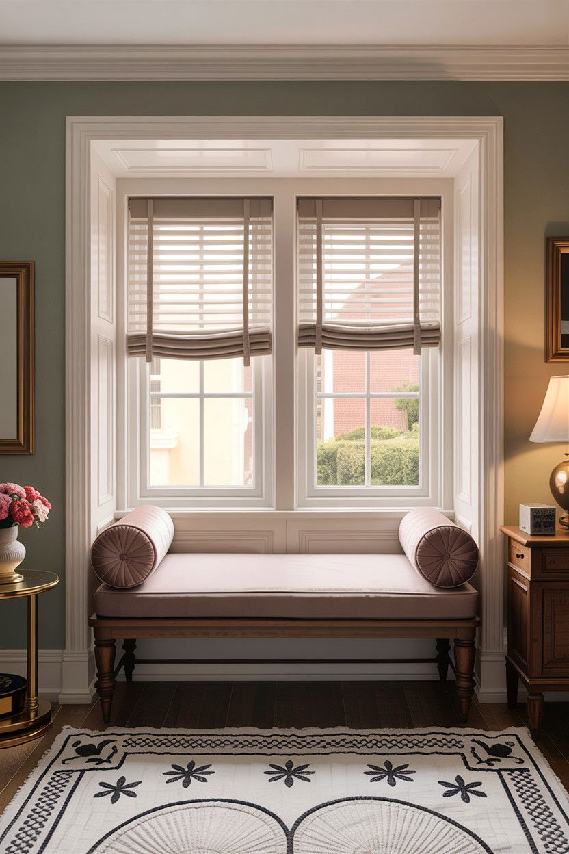 Bench With Bolster Pillows - 30 bedroom window benches