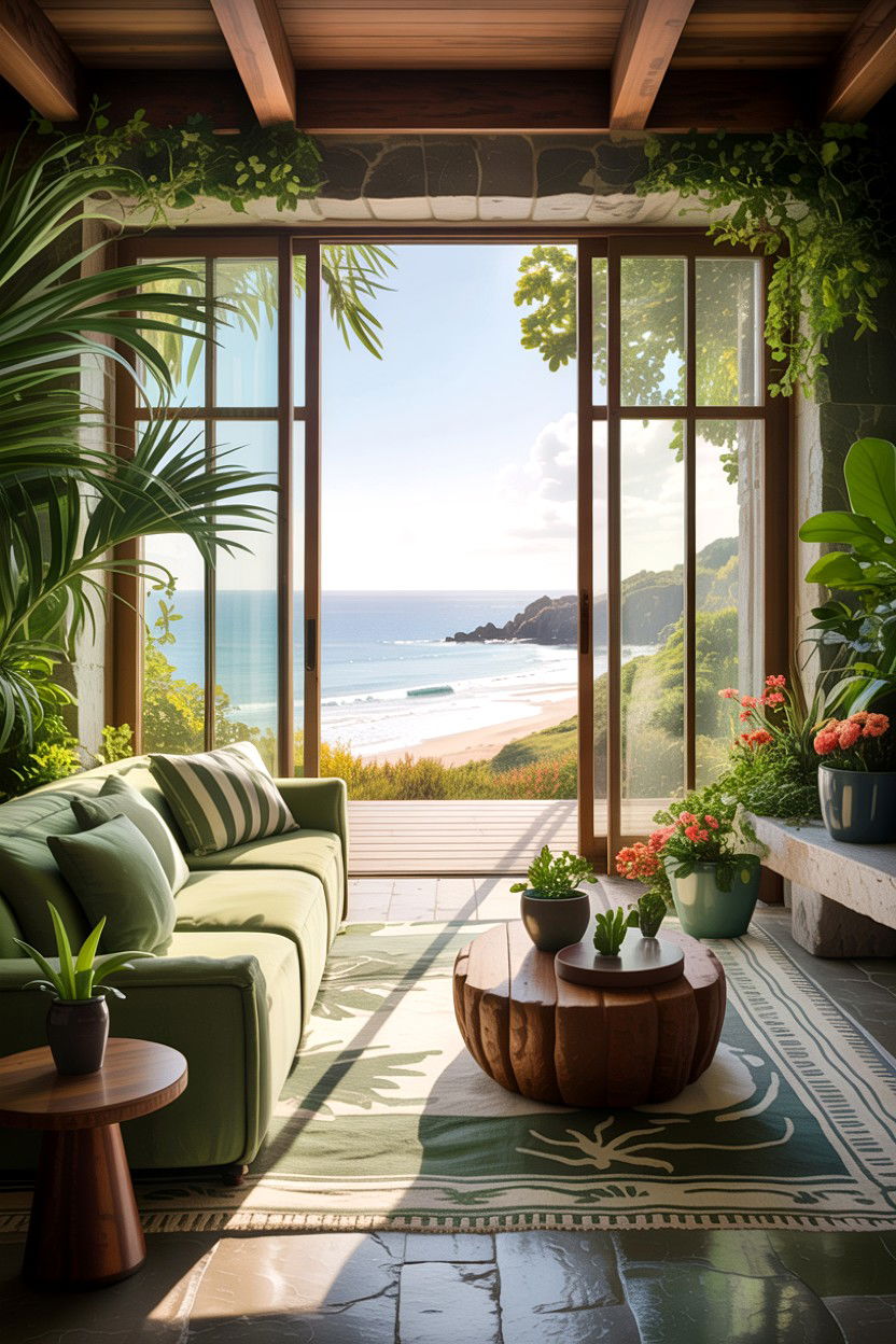 Biophilic Coastal Living Room - 30 beach house living room ideas