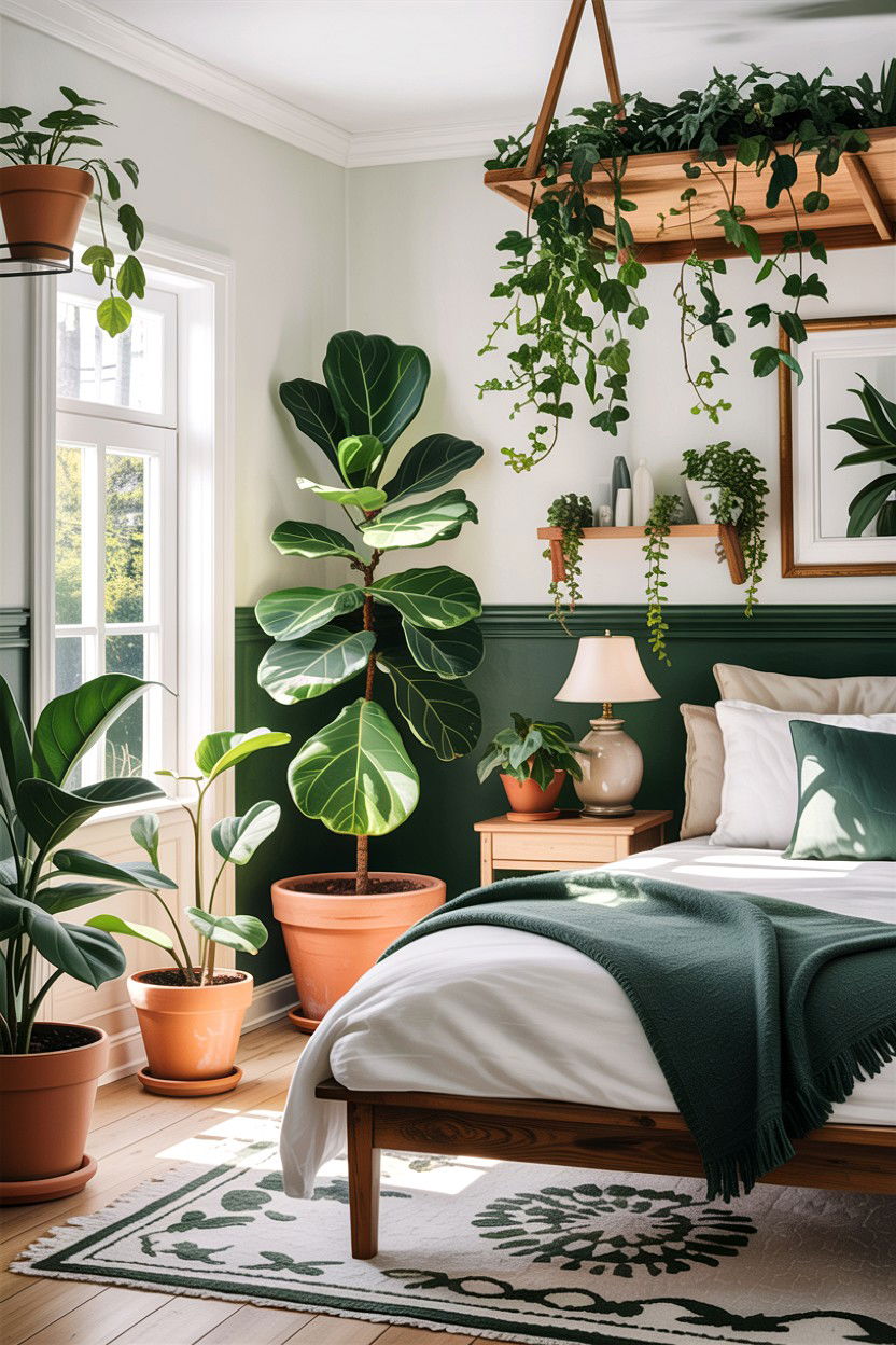 Biophilic Plant Filled Bedroom - 30 Swedish bedroom ideas