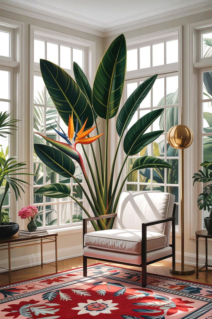 Bird of paradise plant living room - 30 jungle living room ideas