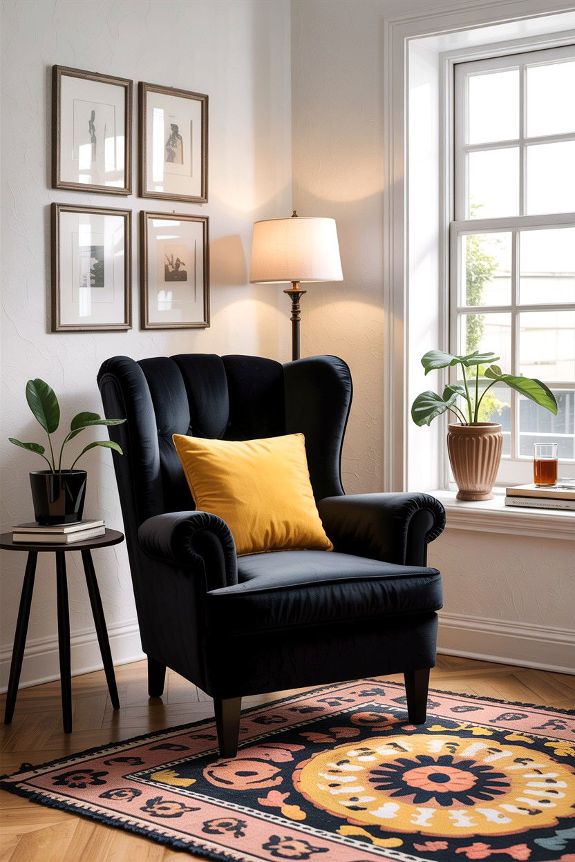 Black Accent Chair - 30 bedroom black furniture ideas