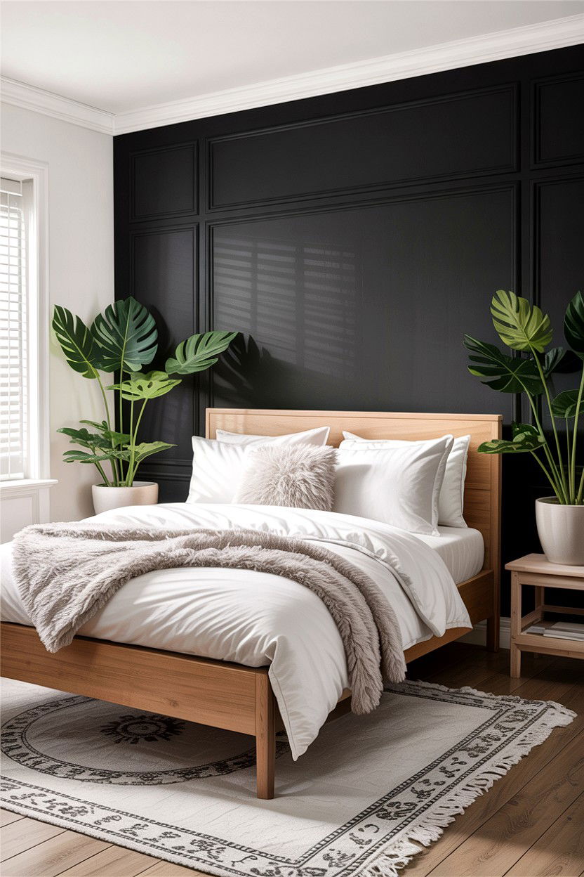 Black Accent Wall - 30 bedroom accent wall ideas