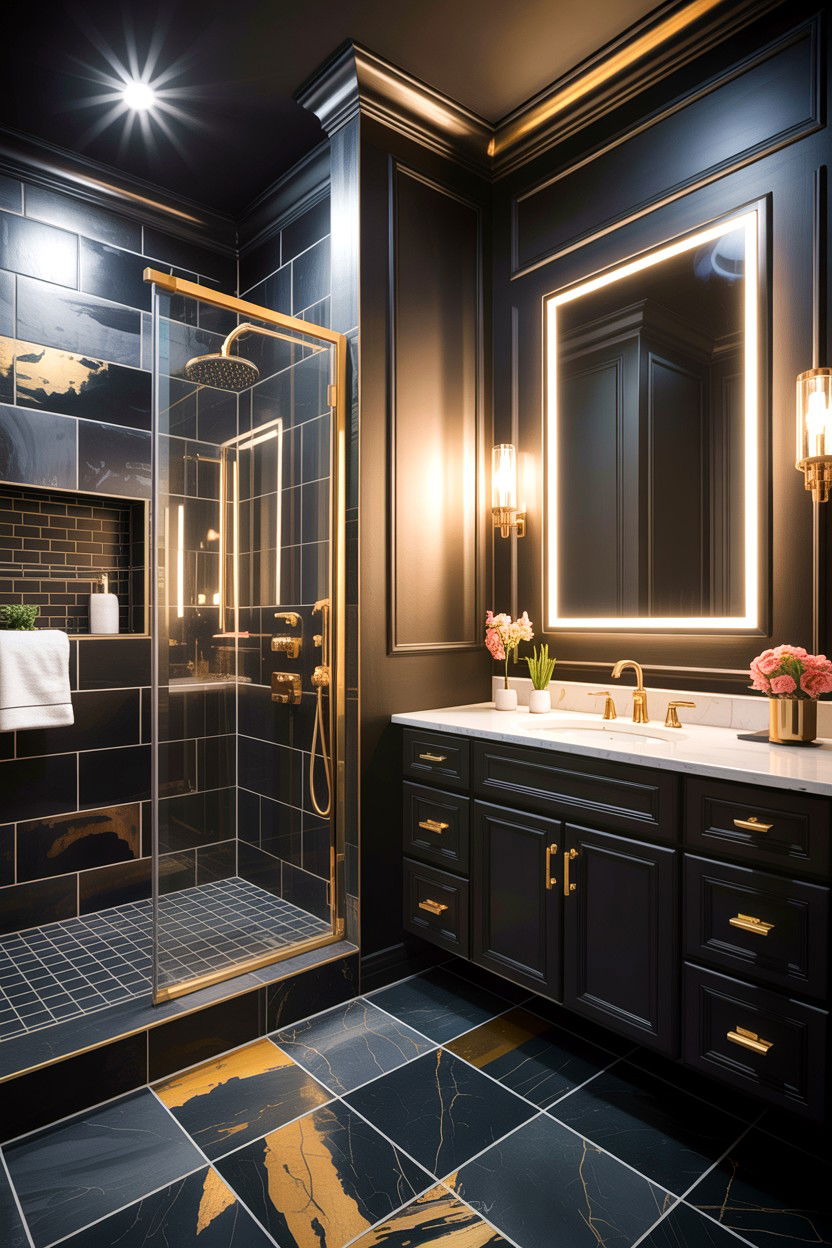 Black And Gold Bathroom - 30 colorful bathroom ideas