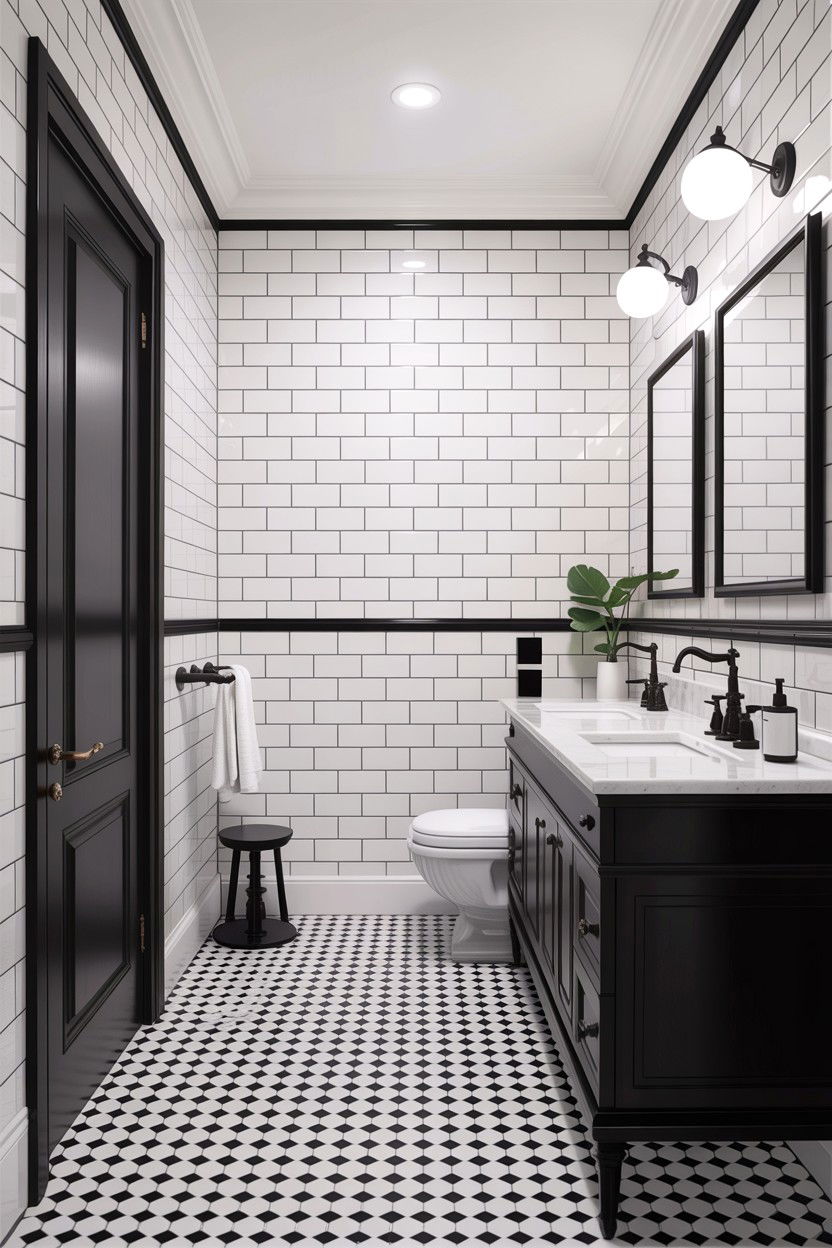 Black And White Bathroom - 30 guest bathroom ideas