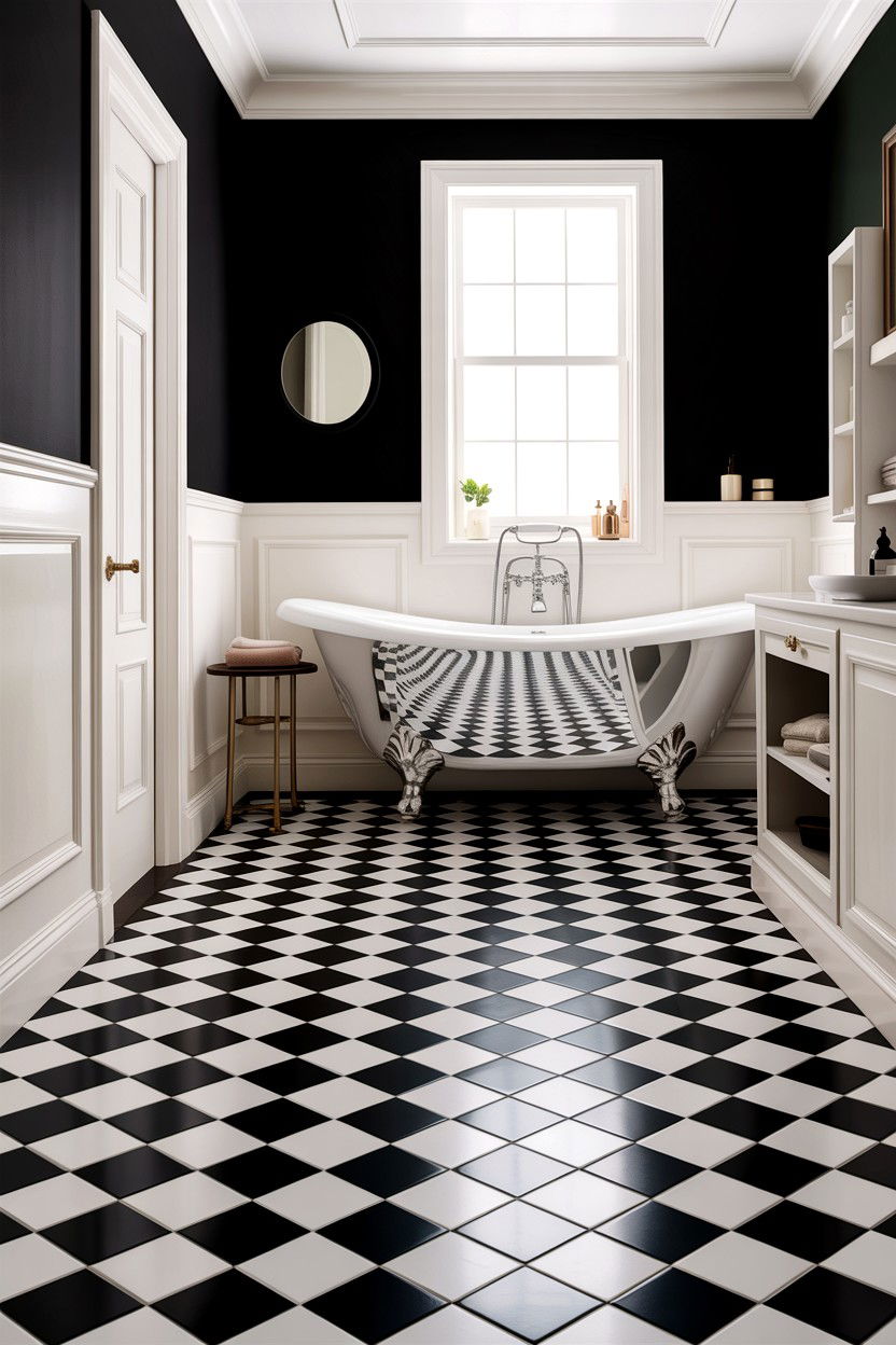 Black And White Floor Tile - 30 classic bathroom ideas