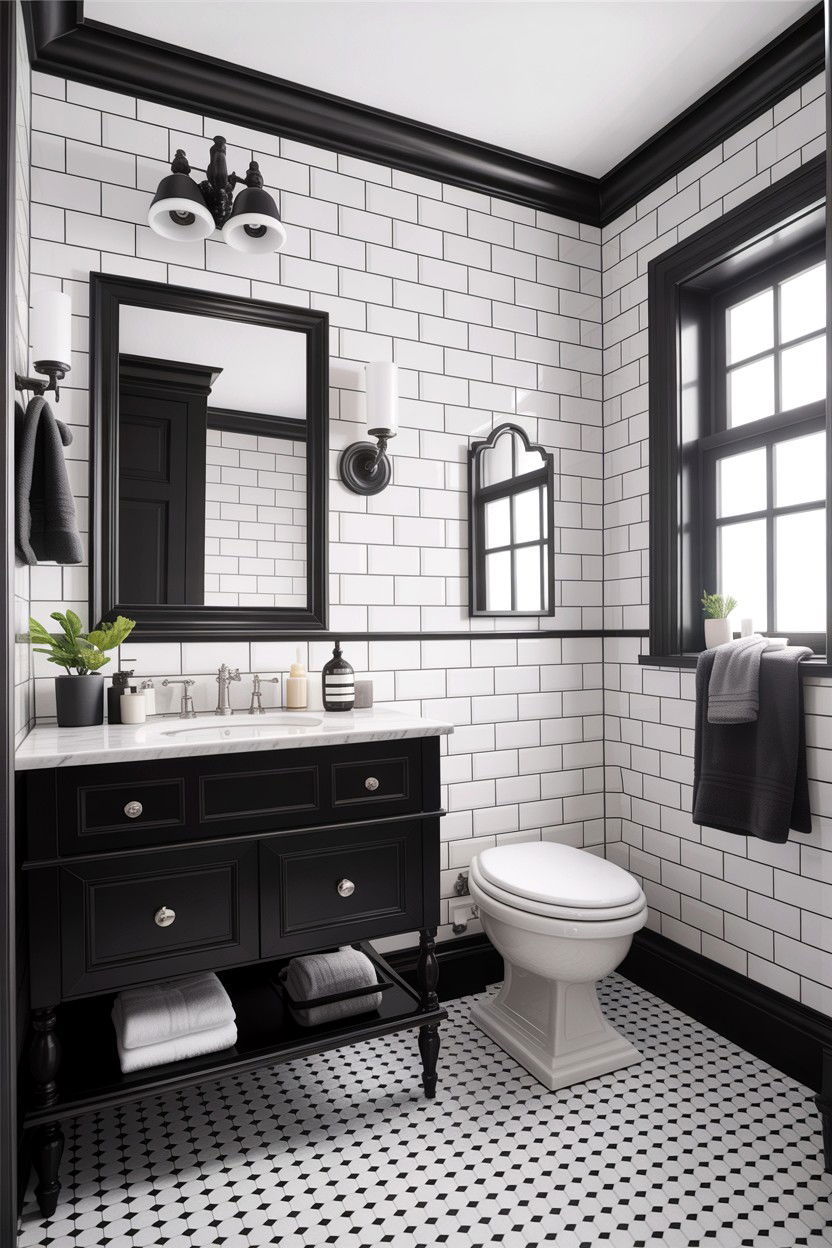Black And White Guest Bath - 30 guest bath decor ideas