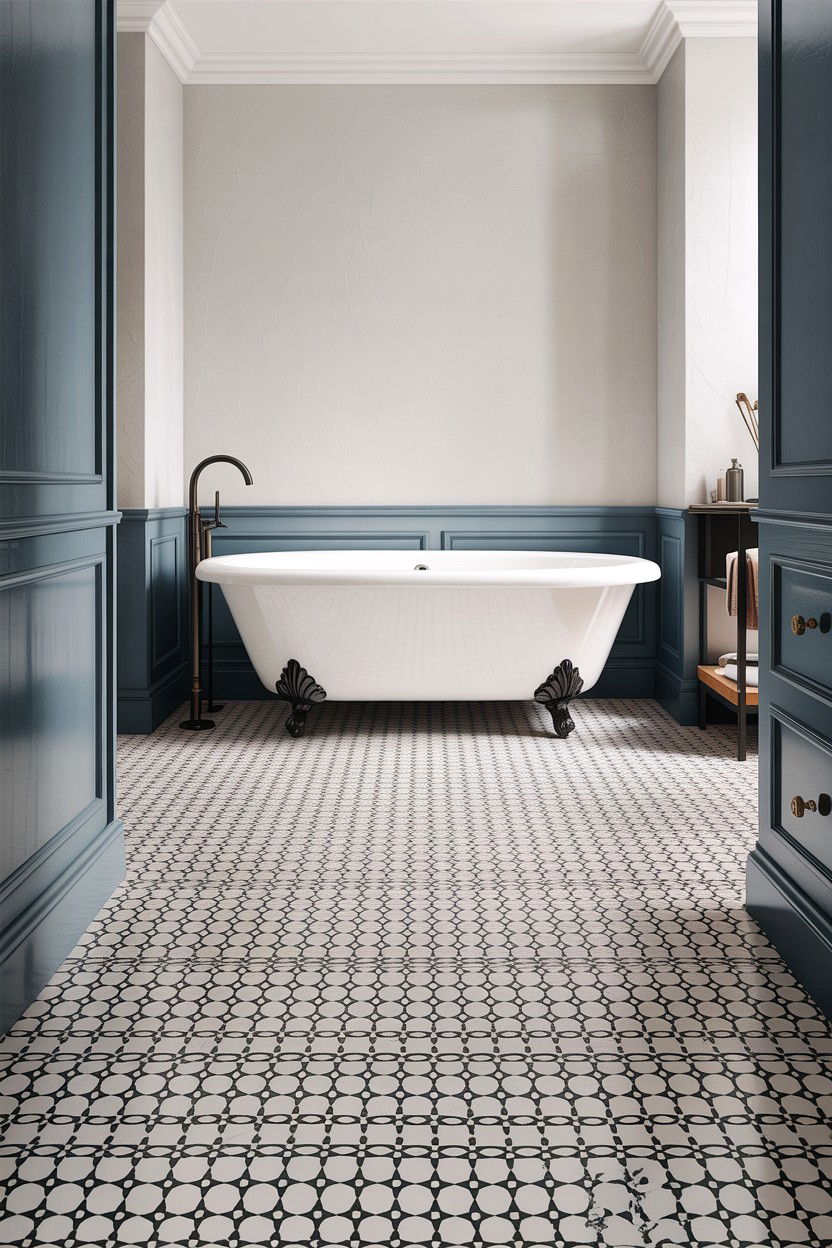 Black And White Patterned Floor - 30 accent tile bathroom ideas