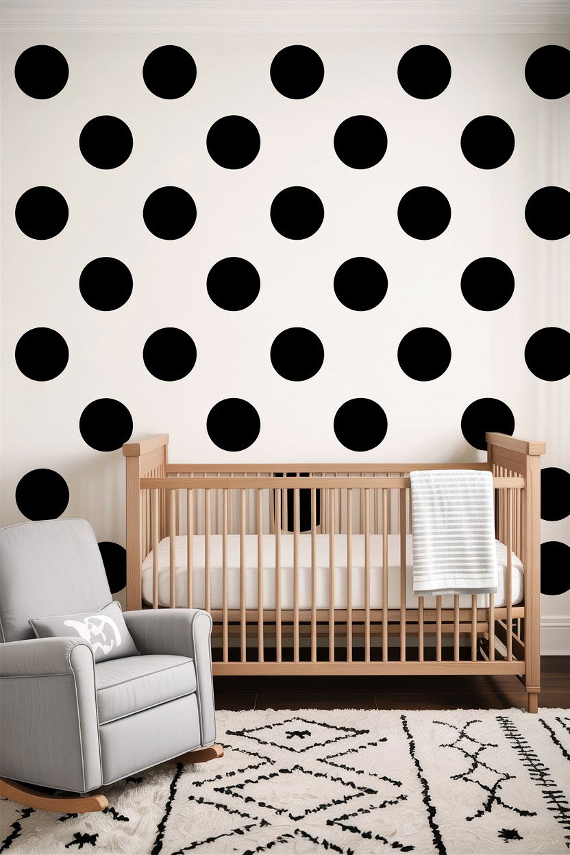 Black And White Polka Dot Nursery - 30 bedroom polka dot walls