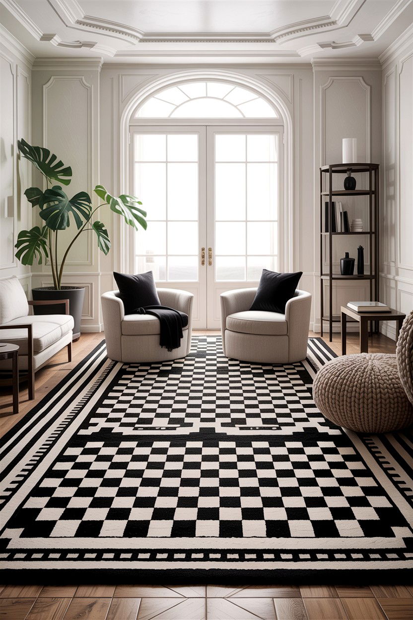 Black And White Rug - 30 Hollywood living room ideas
