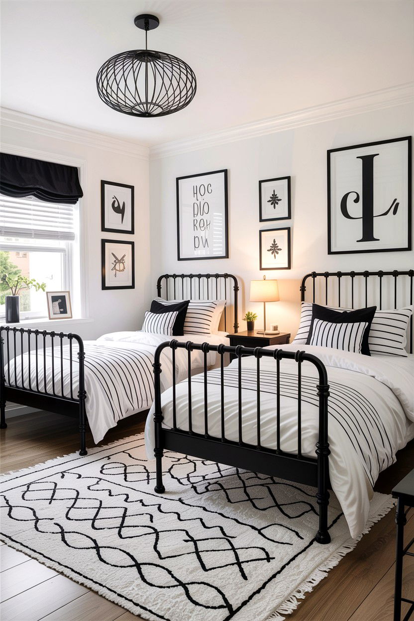 Black And White Shared Bedroom - 30 boy and girl shared bedroom ideas