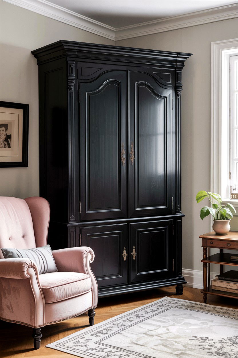 Black Armoire Cabinet - 30 bedroom black furniture ideas