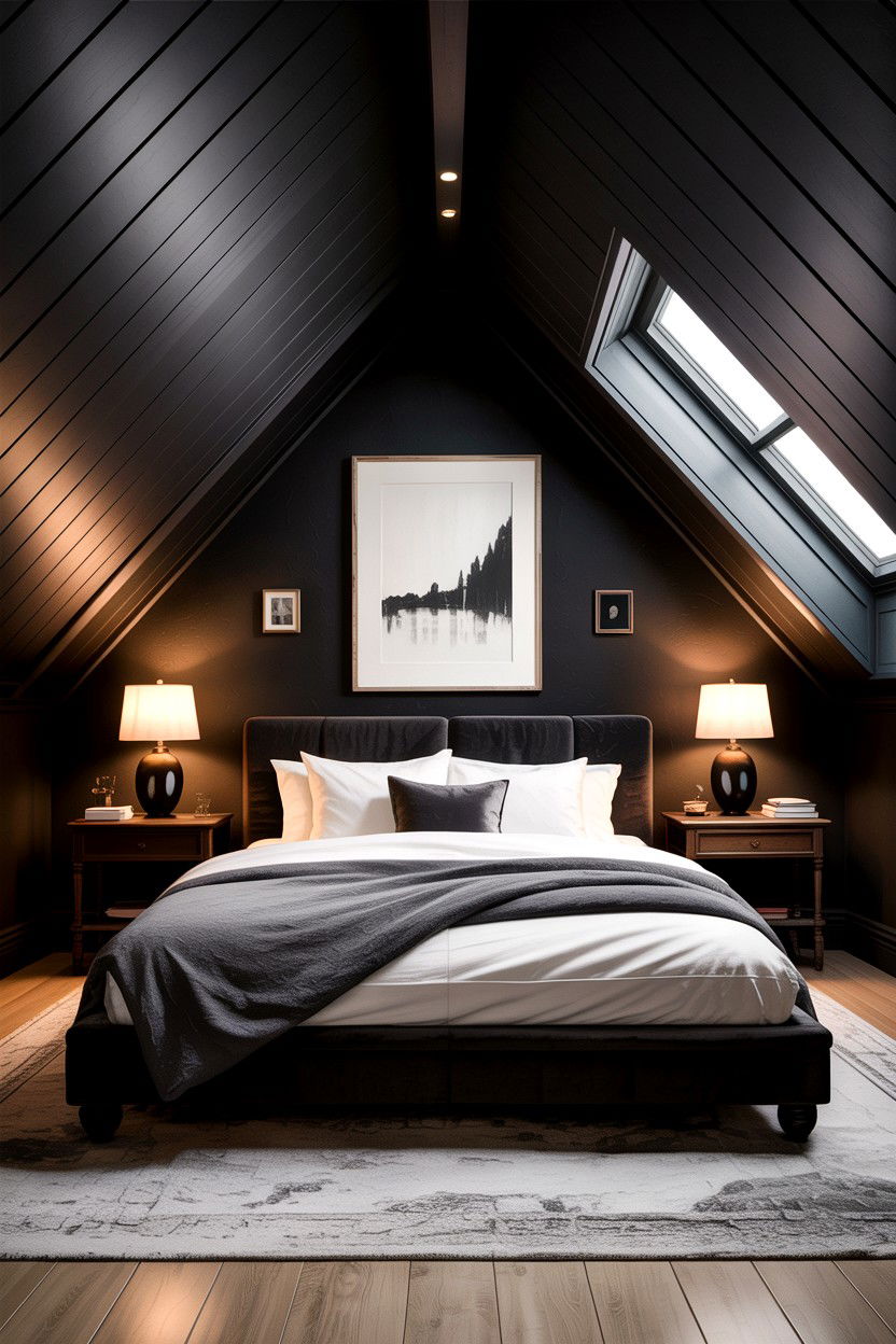 Black Attic Bedroom - 30 all black bedroom ideas