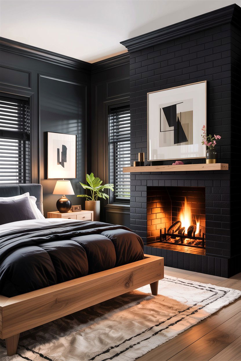 Black Bedroom Fireplace - 30 bedroom with fireplace ideas