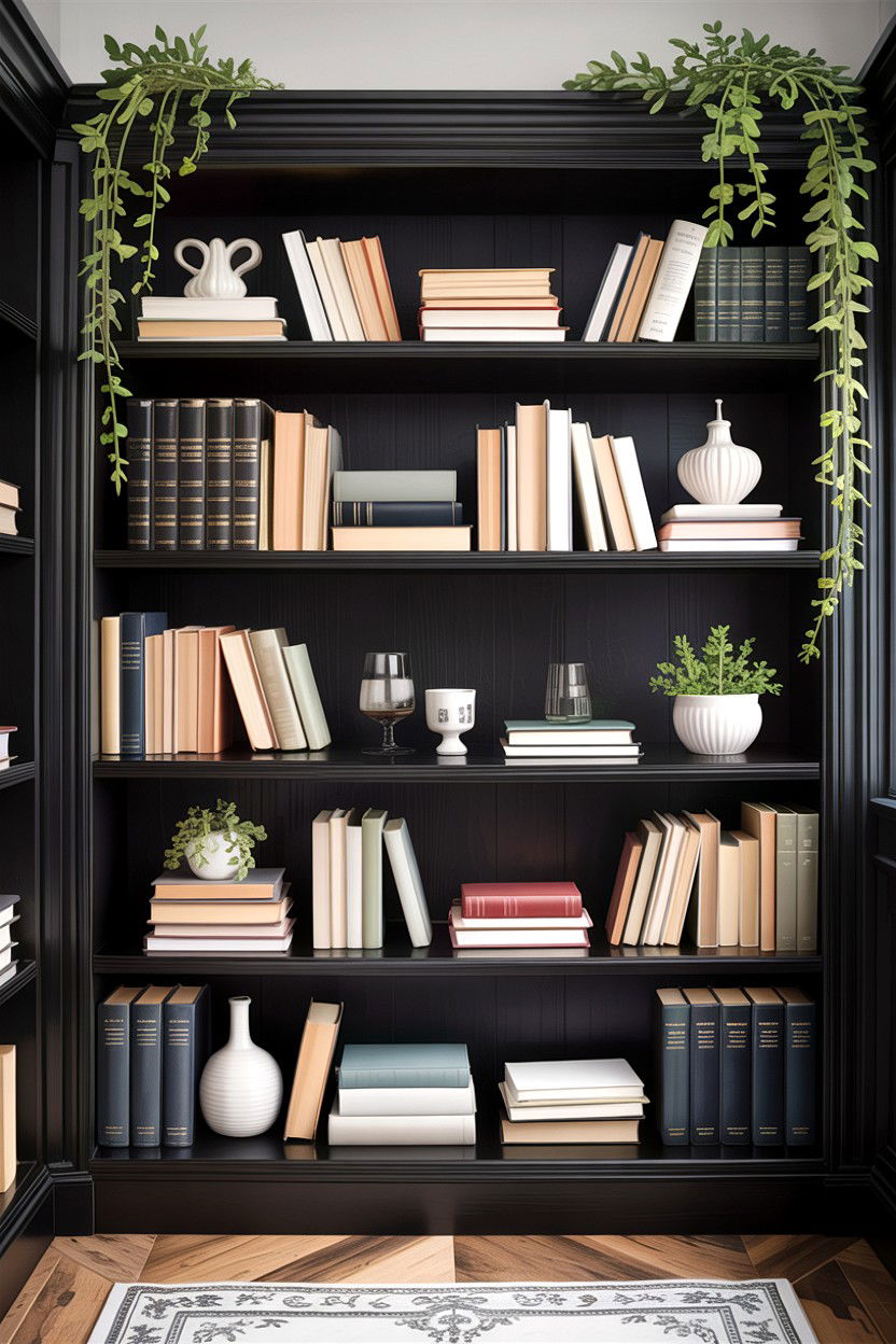Black Bookshelf - 30 bedroom black furniture ideas