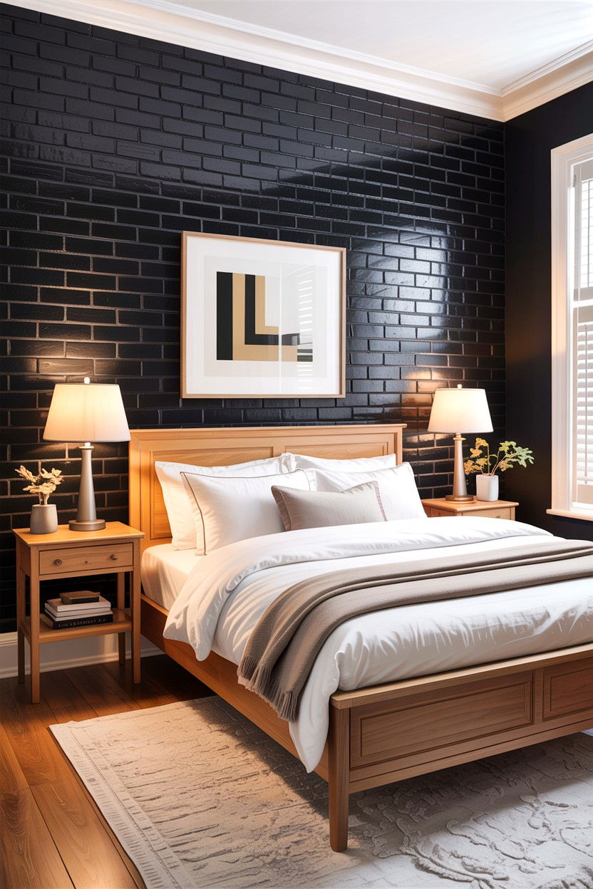 Black Brick Bedroom - 30 exposed brick bedroom ideas