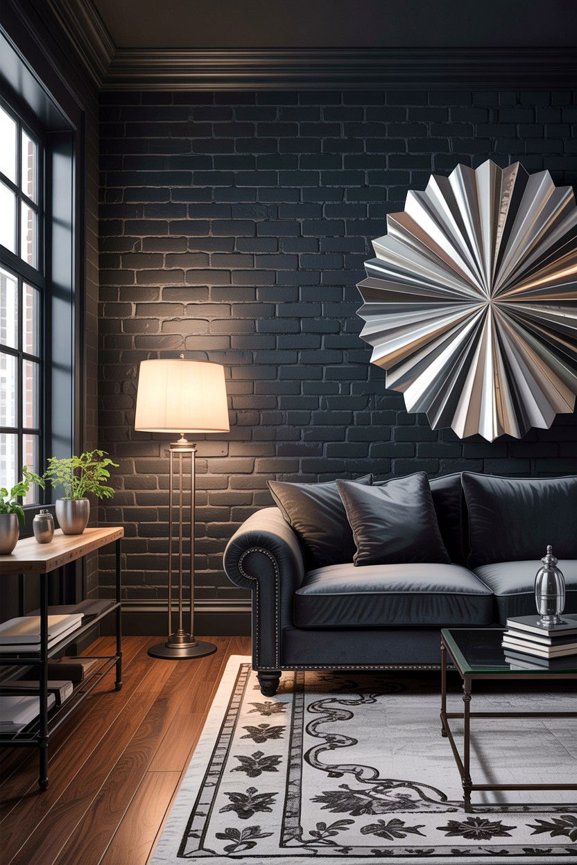 Black Brick Gothic Living Room - 30 gothic living room ideas