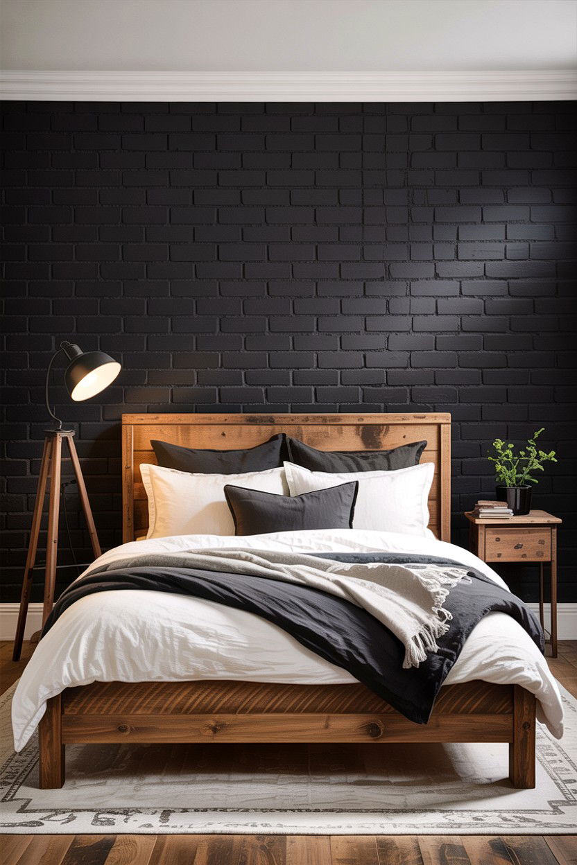 Black Brick Wall Bedroom - 30 bedroom black walls
