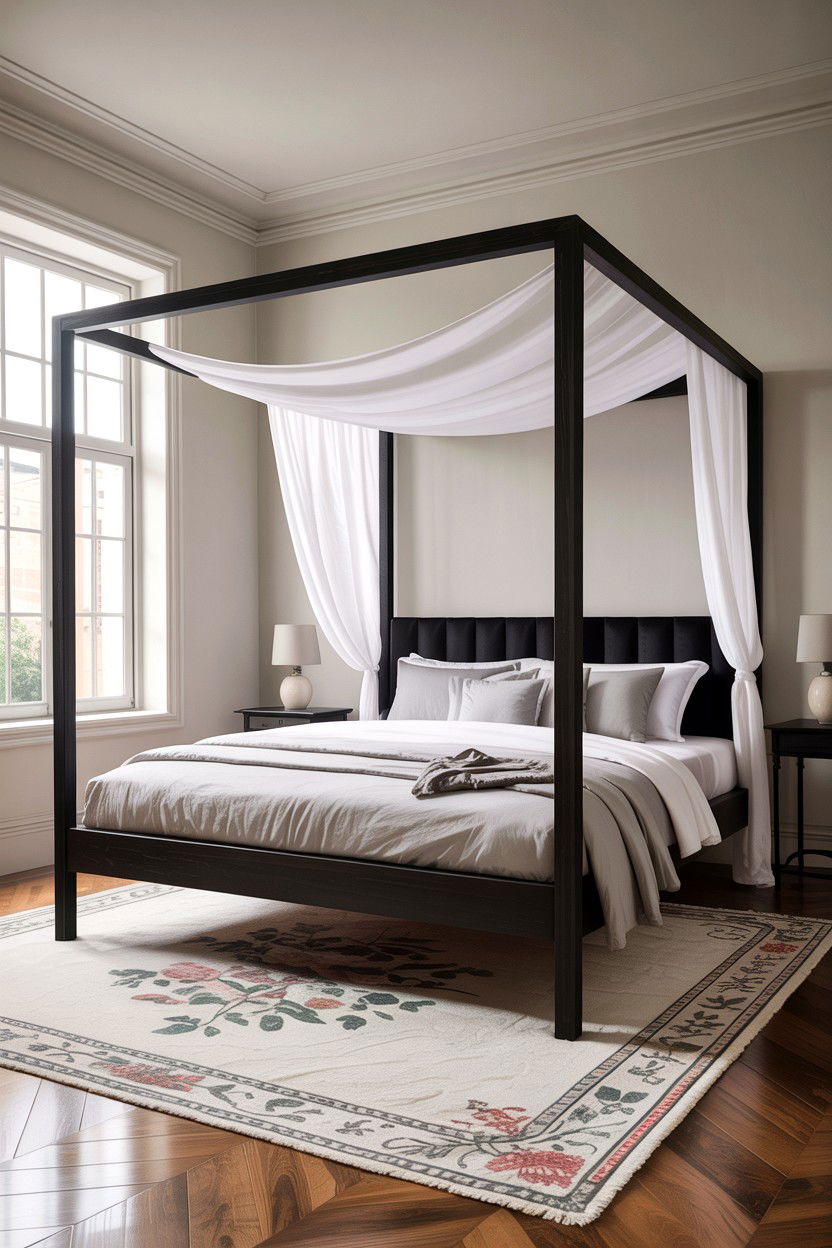 Black Canopy Bed - 30 bedroom black furniture ideas