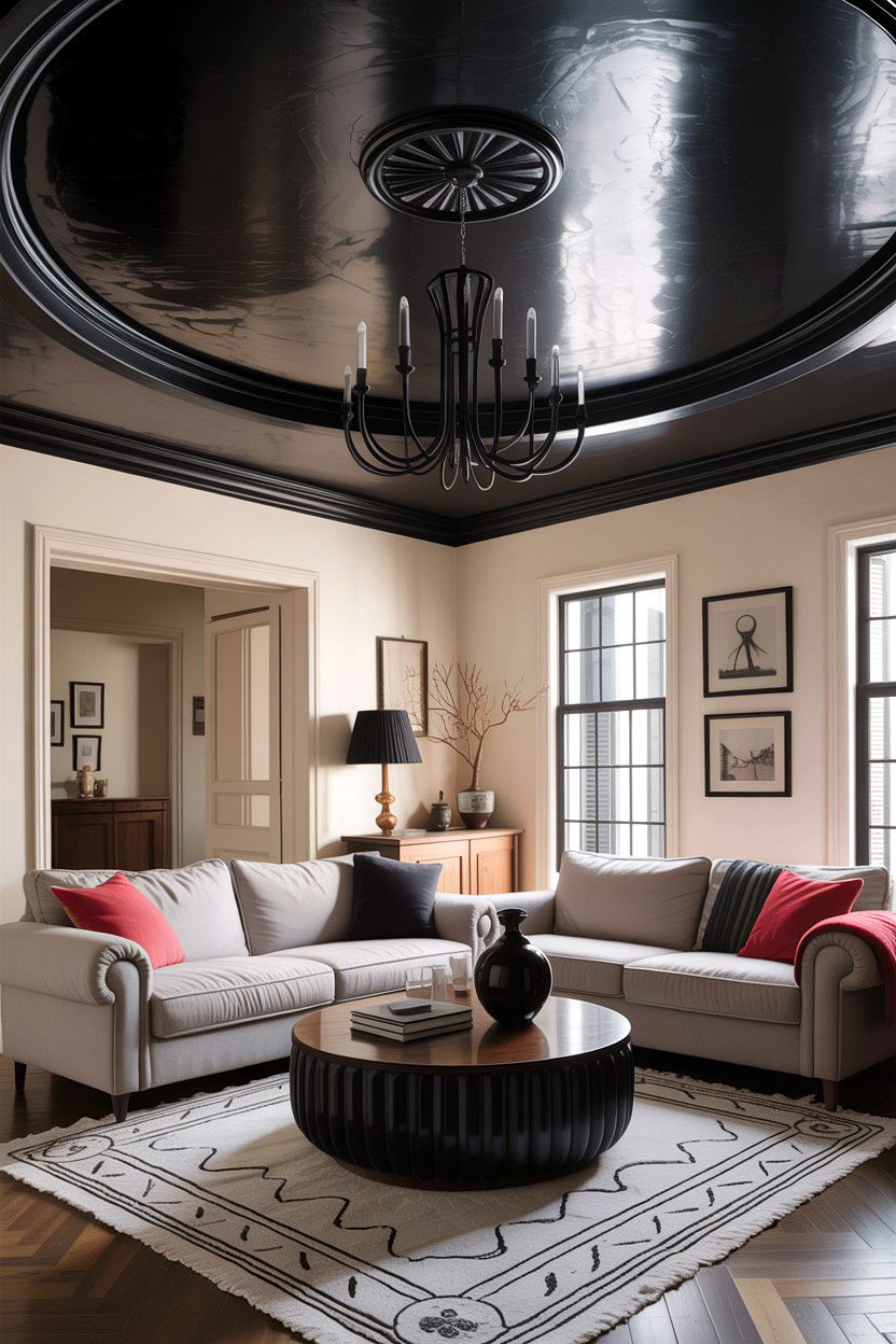 Black Ceiling Living Room - 30 rustic black living room ideas