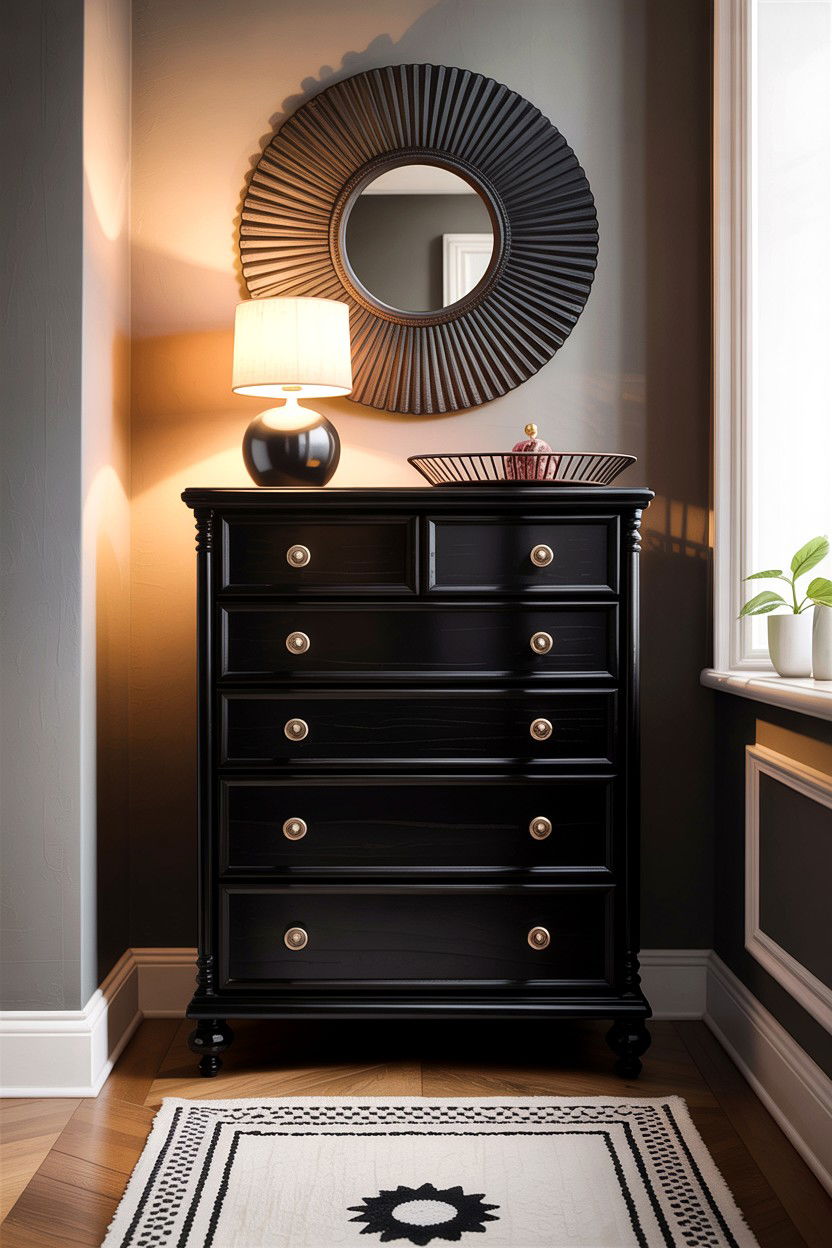 Black Chest Of Drawers - 30 bedroom black furniture ideas