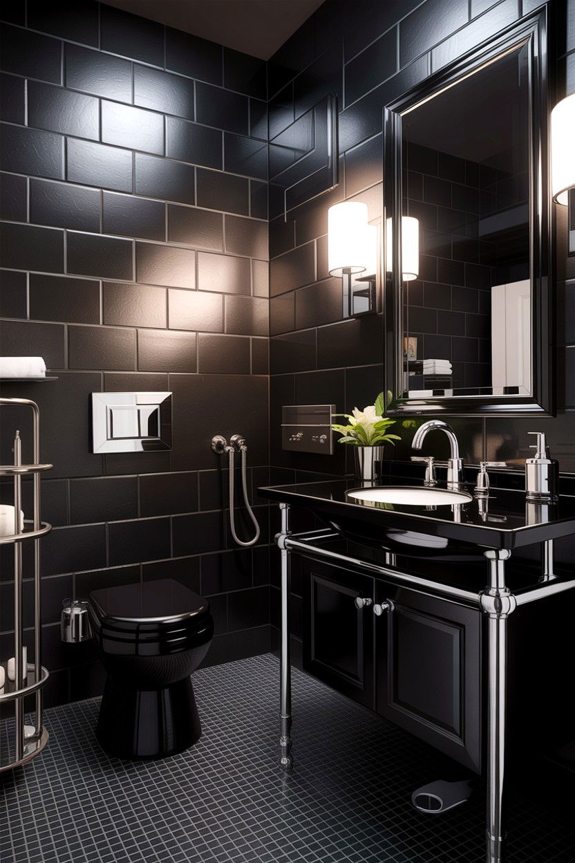 Black Chrome Bathroom - 30 chrome bathroom ideas