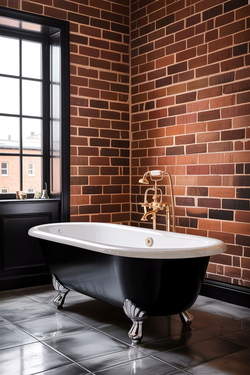 Black Clawfoot Bathtub - 30 industrial bathroom ideas
