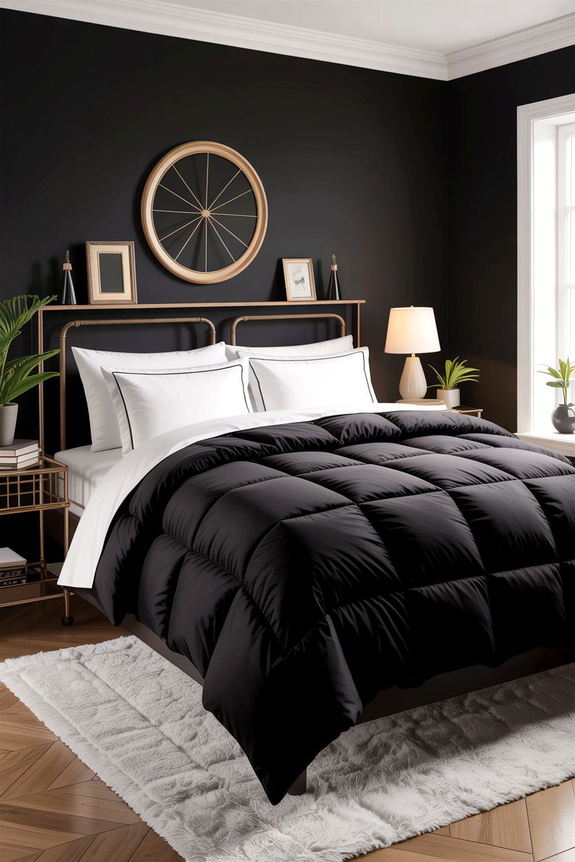 Black Comforter Set - 30 bedroom bedding ideas