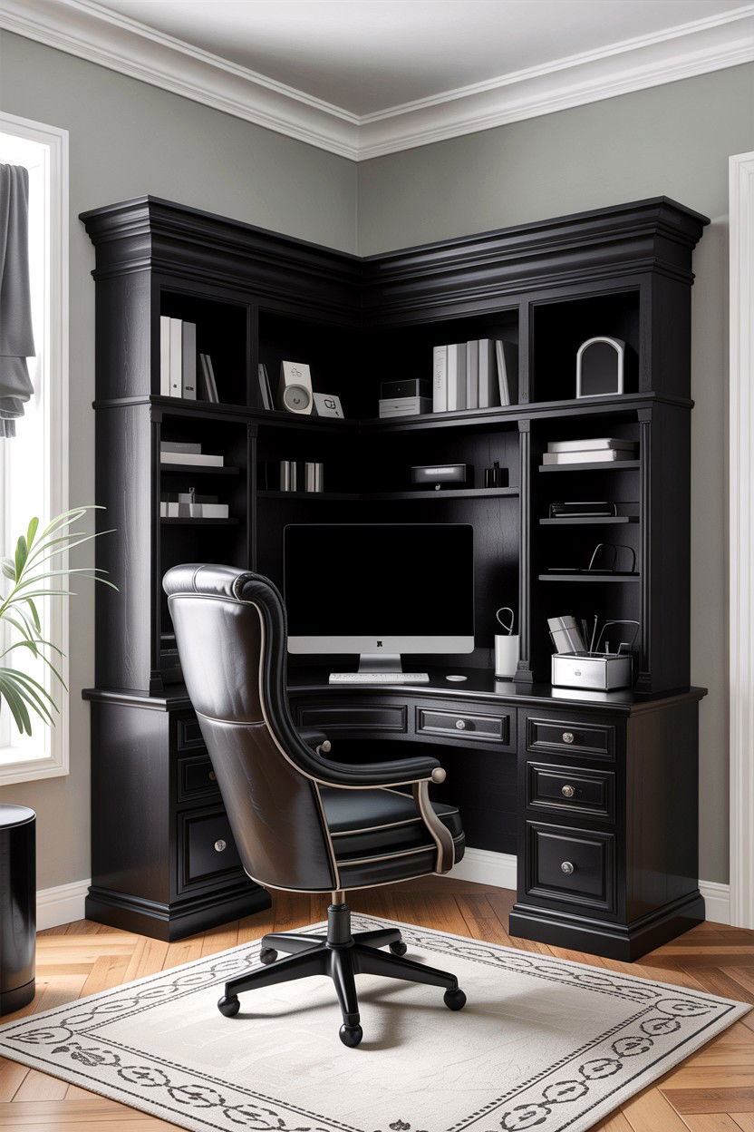 Black Corner Desk - 30 bedroom corner desk ideas