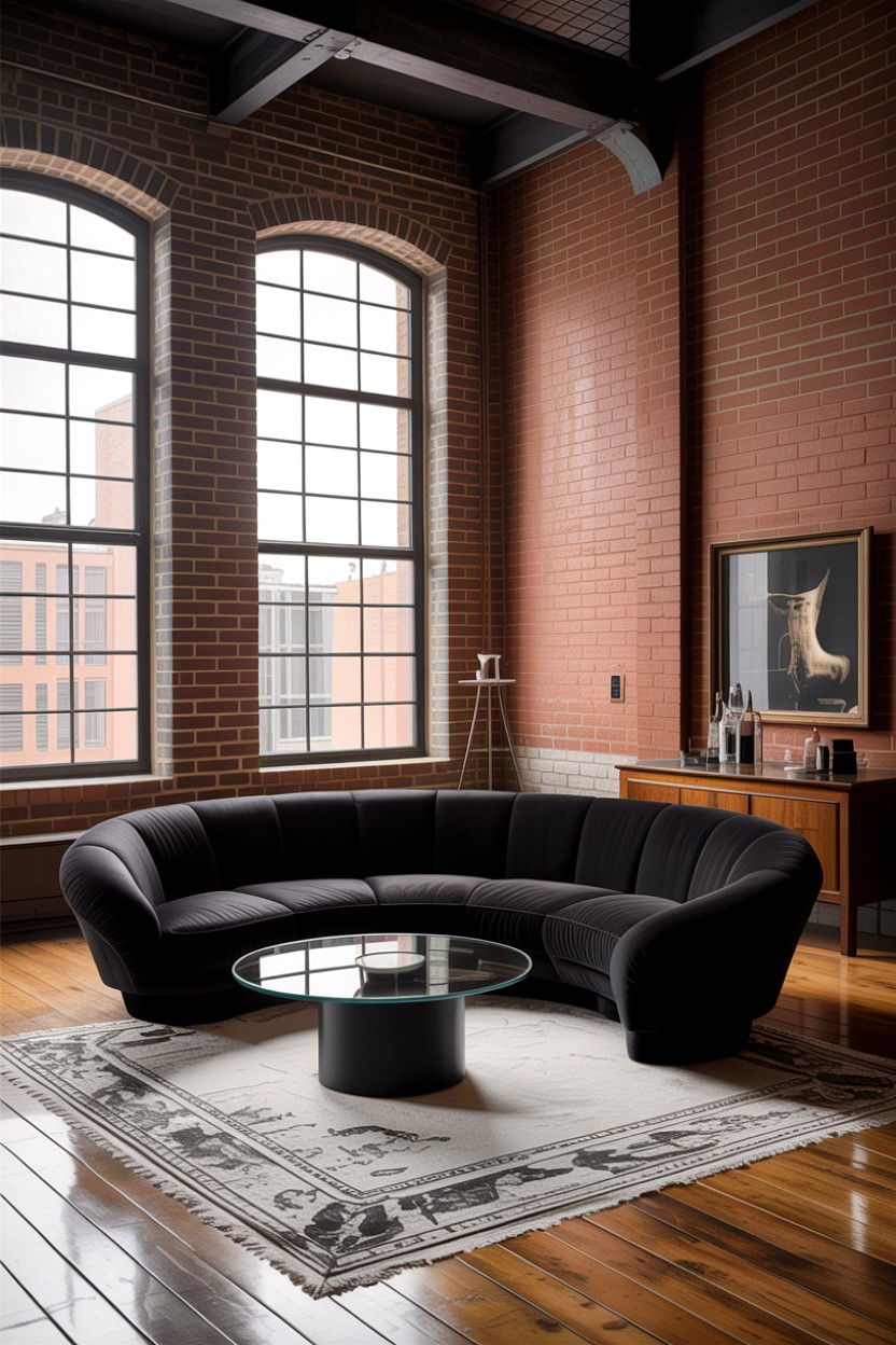 Black Curved Sofa - 30 living room curved sofa ideas