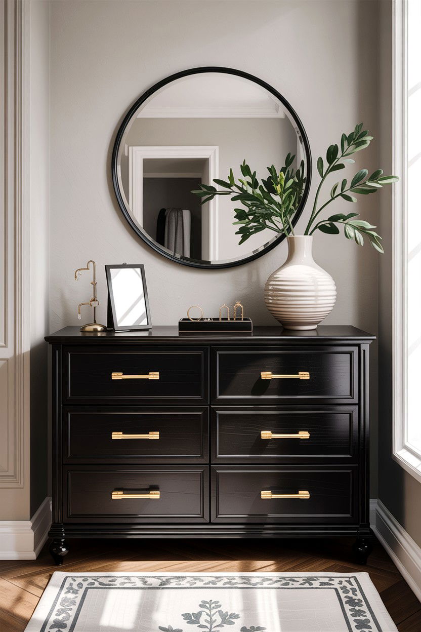 Black Dresser With Gold Hardware - 30 bedroom black furniture ideas