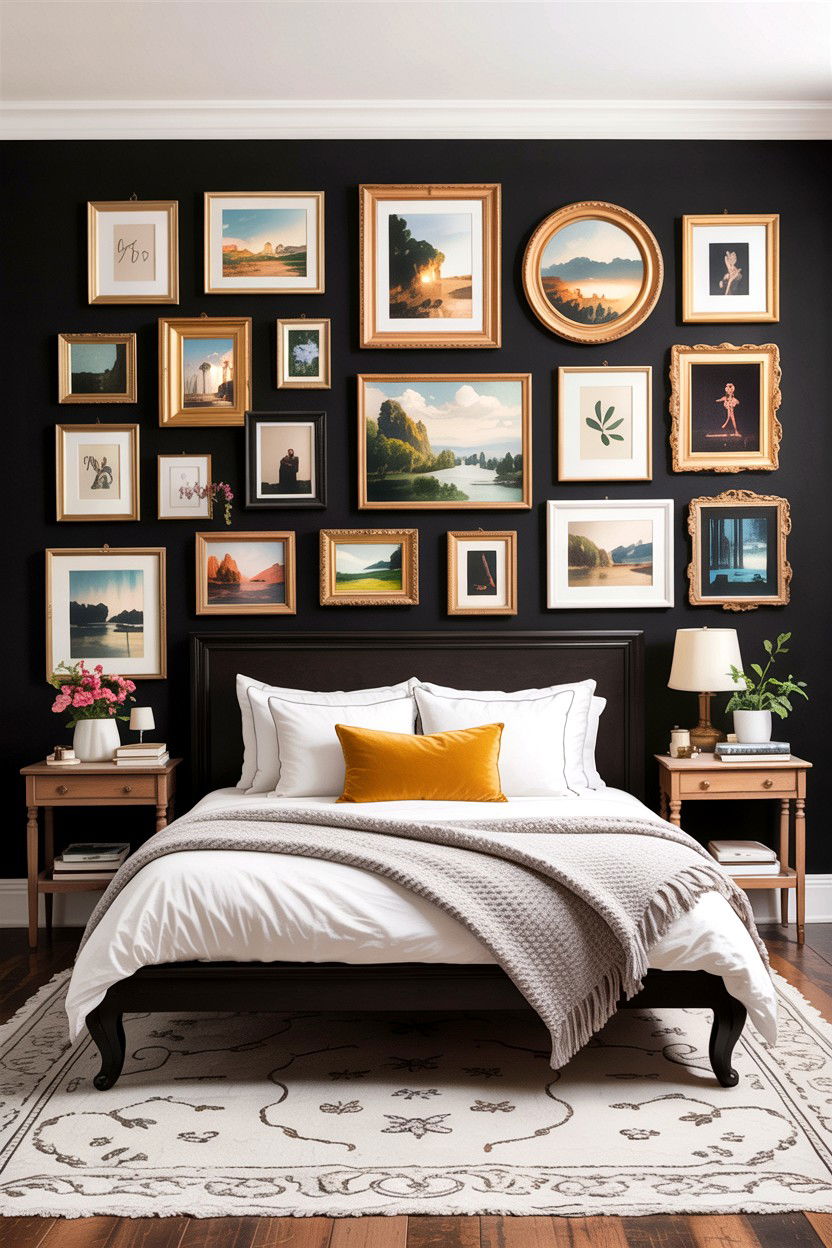Black Gallery Wall Bedroom - 30 bedroom black walls