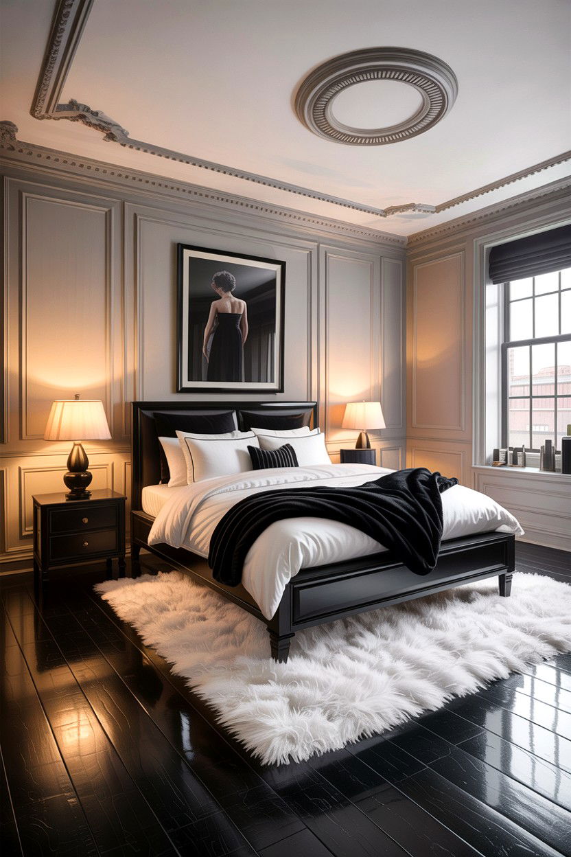 Black Hardwood Floor - 30 bedroom flooring ideas