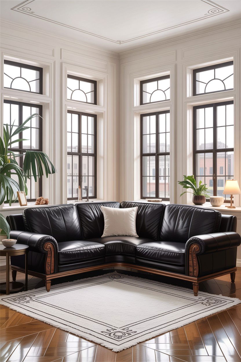 Black Leather Sectional Sofa - 30 living room corner sofa ideas