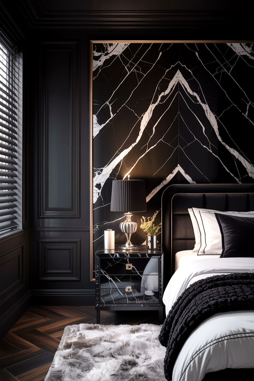 Black Marble Bedroom - 30 all black bedroom ideas