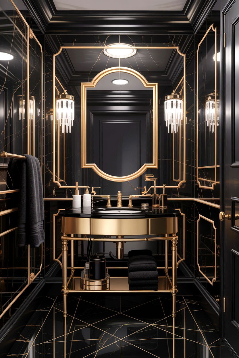 Black Marble Tile Gold Grout - 30 contrasting grout bathroom ideas