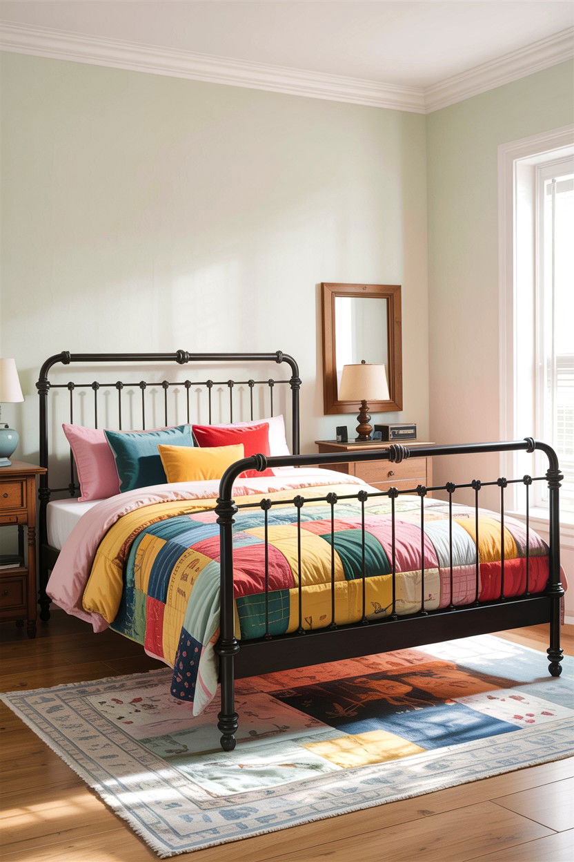 Black Metal Bed Frame - 30 cottage core bedroom ideas